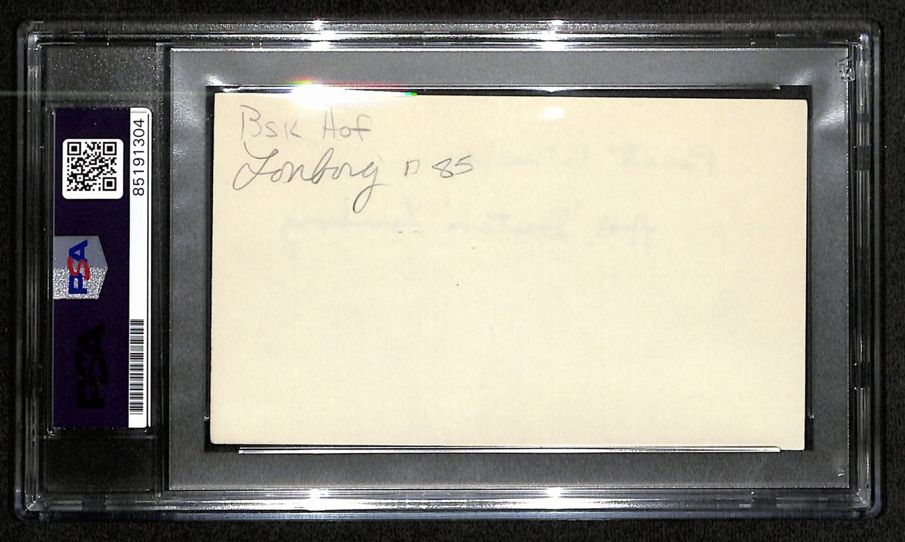 Dutch Lonborg HOF Signed/Inscribed 3x5 Index Card Northwestern PSA/DNA 188573