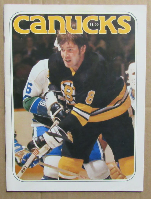 October 23, 1977 Vancouver Canucks vs Boston Bruins Game Program McNab 181386