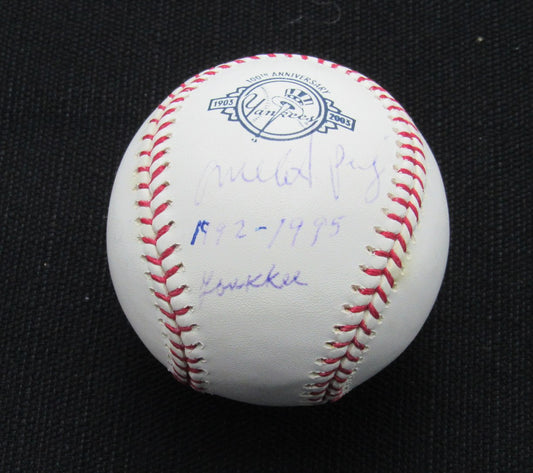 Melido Perez Signed/Auto Yankees 100th OML Baseball MAB Inscr 187092