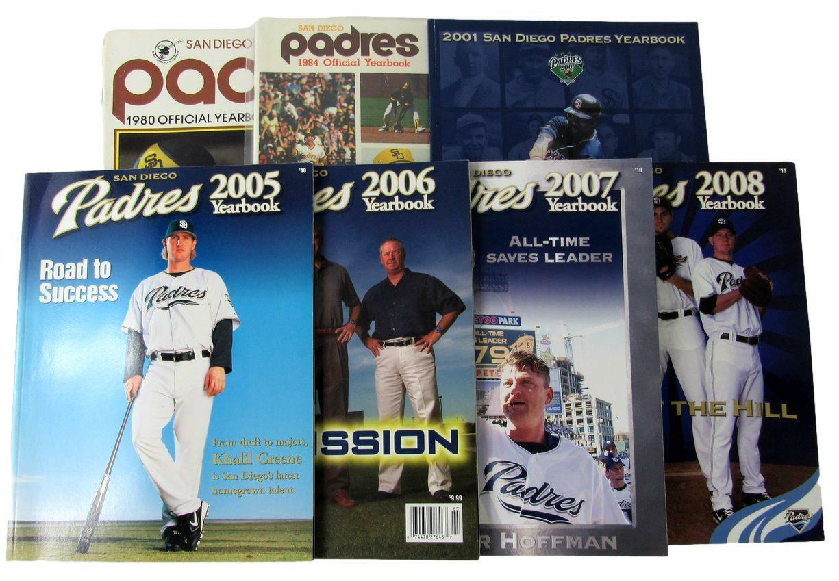 Lot of 7 San Diego Padres Official Yearbooks (1980, 1984, 2001, 2005-08) 160887