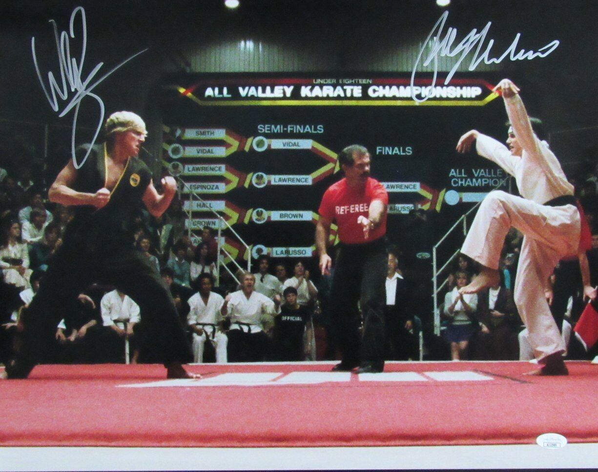 Ralph Macchio William Zabka KARATE KID Cobra Kai Signed 16x20 Photo JSA 159981