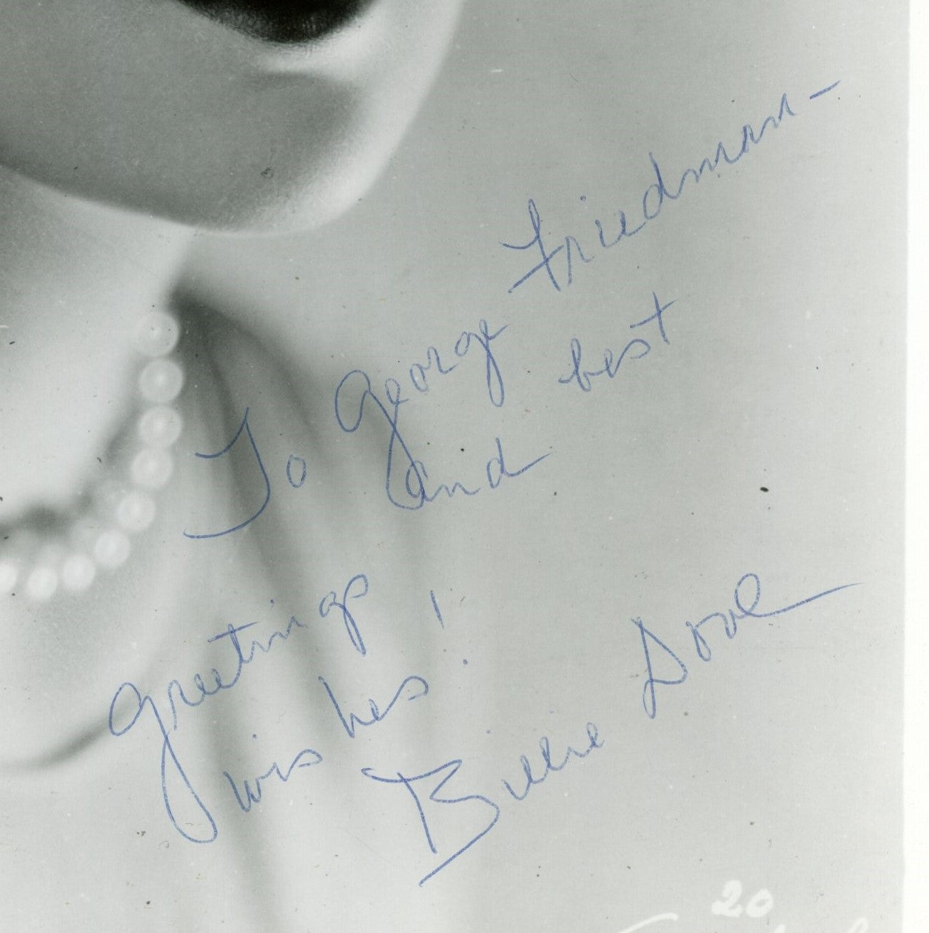 Billie Dove Signed/Inscr 8x10 B/W Photo Actress "Black Pirate" PSA/DNA 192063