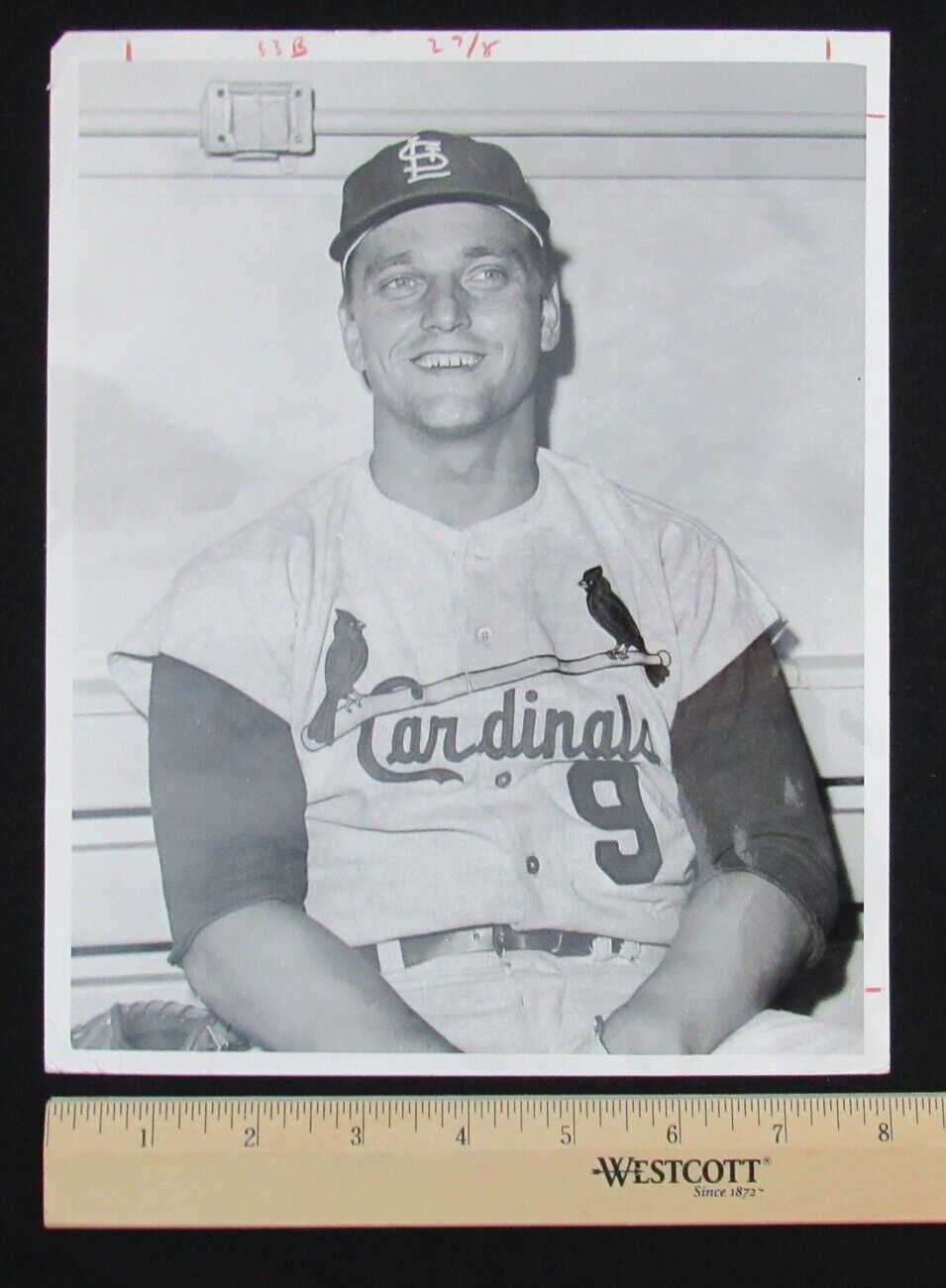 Roger Maris 1960's St. Louis Cardinals 8x10 B/W Wire/Press Photo 150823
