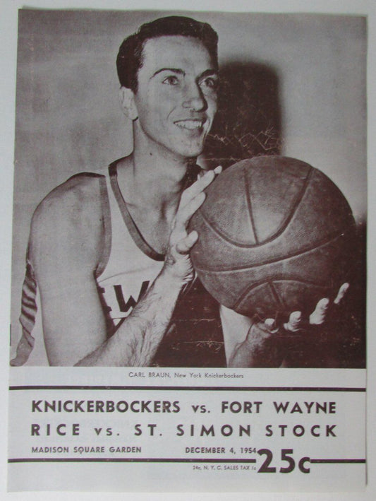 NY Knicks vs. Fort Wayne  & Rice/St. Simon DH Program 12/4/54 @MSG 147707