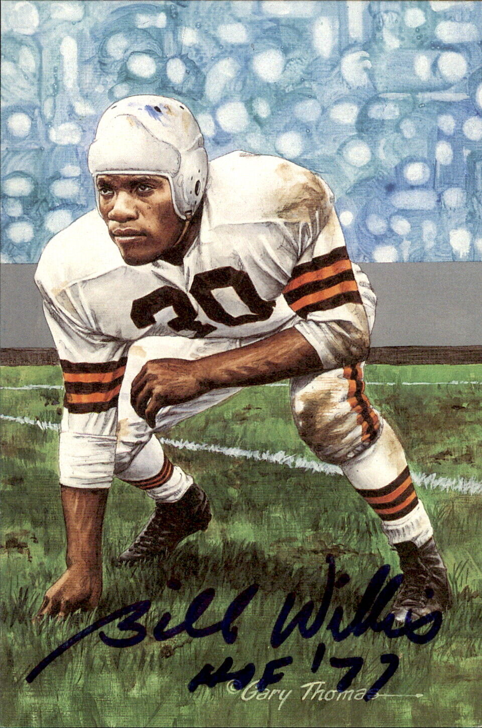 Bill Willis HOF Autographed/Inscribed Goal Line Art GLAC Postcard Browns JSA