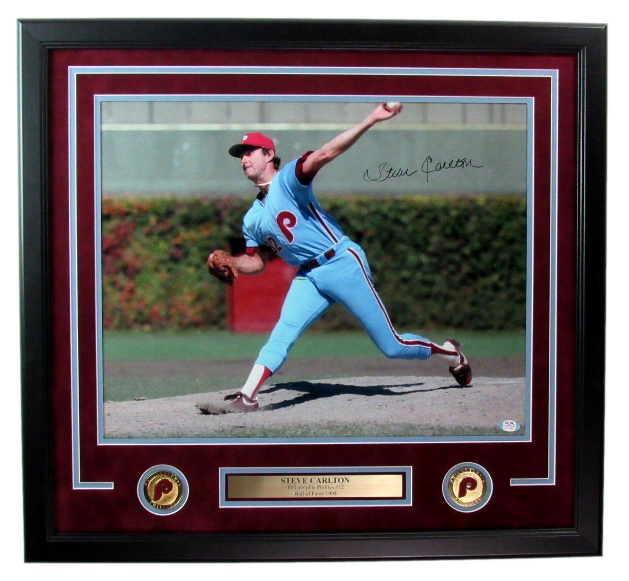 Steve Carlton HOF Autographed 16x20 Photo Phillies Framed PSA/DNA 178396