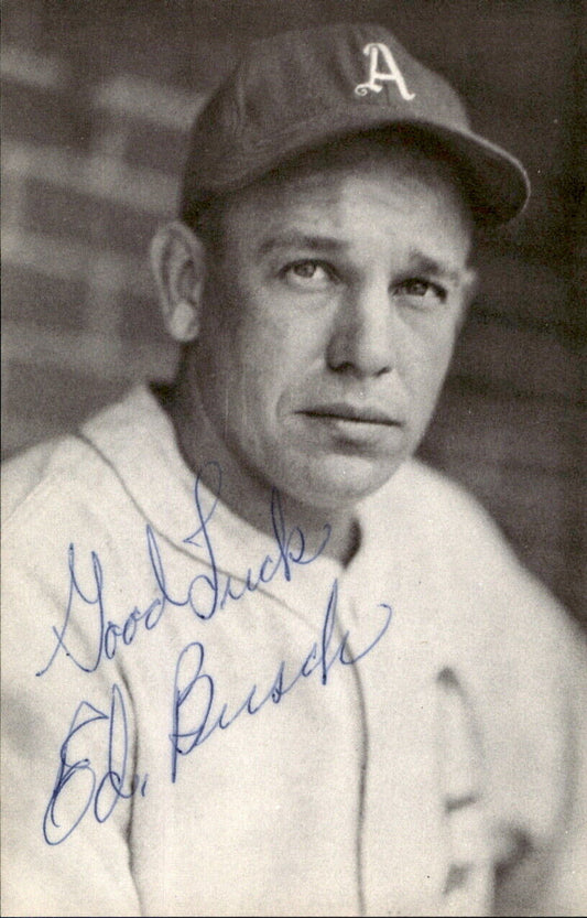 Ed Busch Athletics d. 1987 Signed/Autographed 3x5  Photo 177999