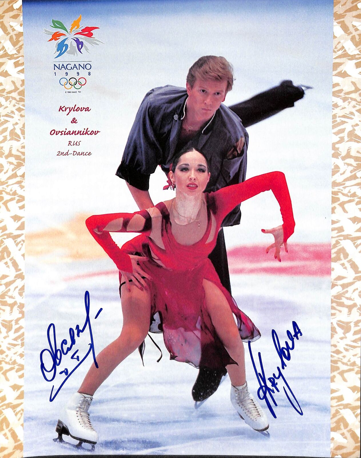 Krylova/Ovsiannikov 1998 Ice Dancing Silver Medalists Signed 8x10 Photo 170786