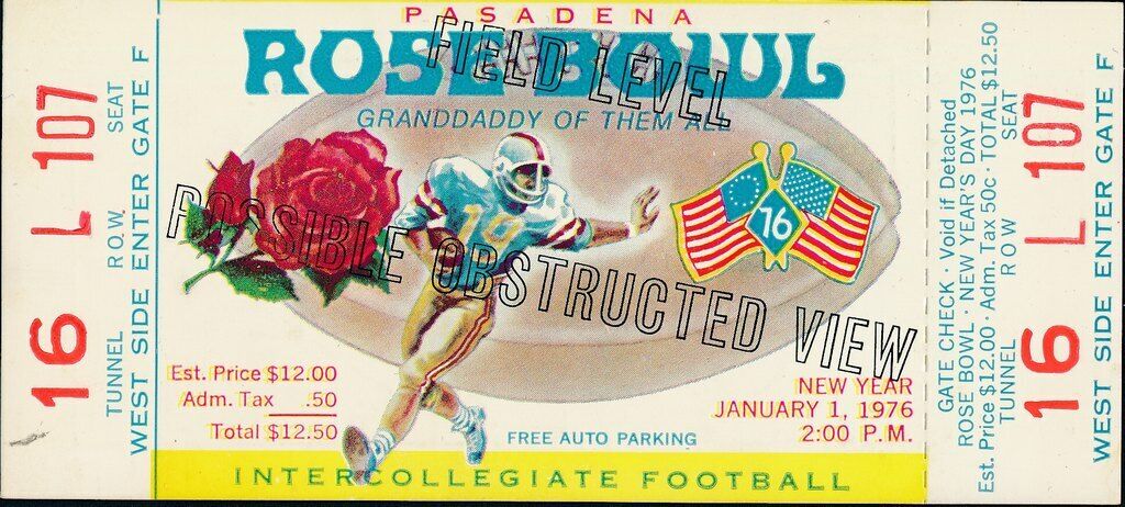 1976 Rose Bowl Unused Full Ticket  USC vs. Michigan 142722