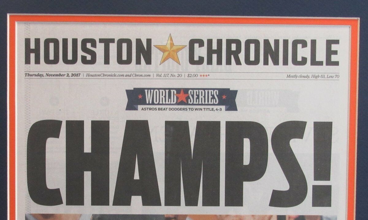 Houston Astros 2016 World Series Champions Chronicle Framed Newspaper 136608