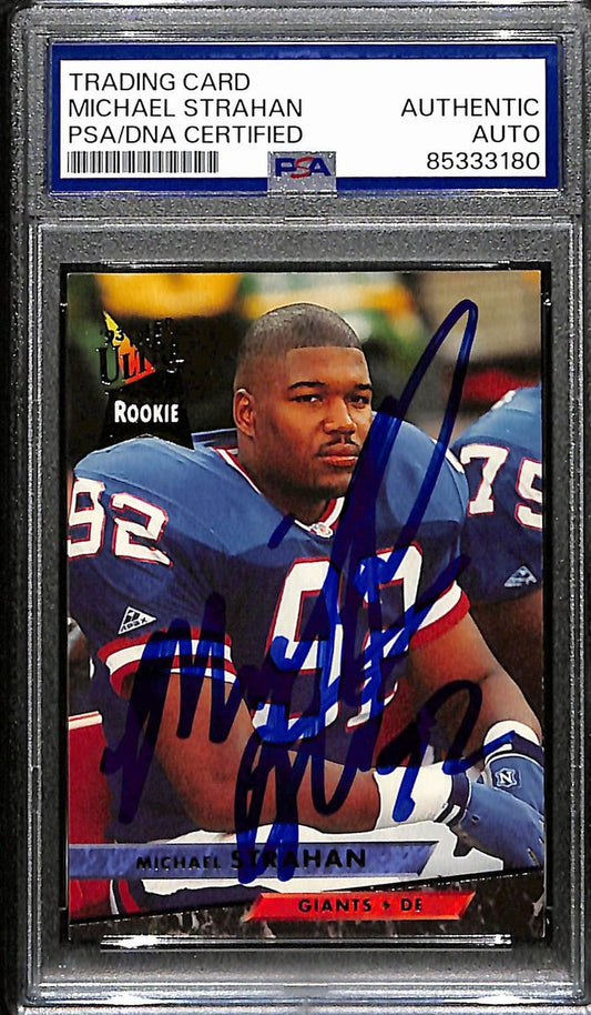 Michael Strahan HOF Signed/Auto 1993 Fleer Ultra Rookie #331 Giants PSA 192519