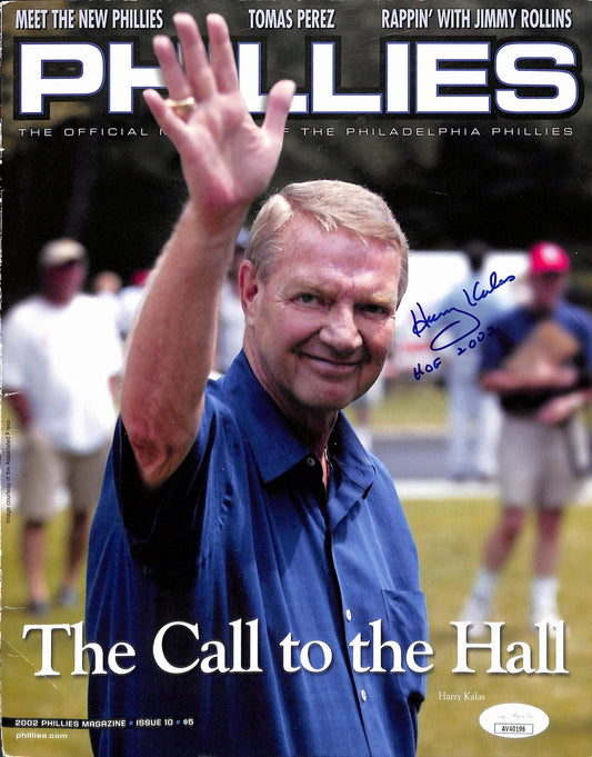 Harry Kalas HOF Signed/Inscribed 8x10 Magazine Cover Photo Phillies JSA 190317