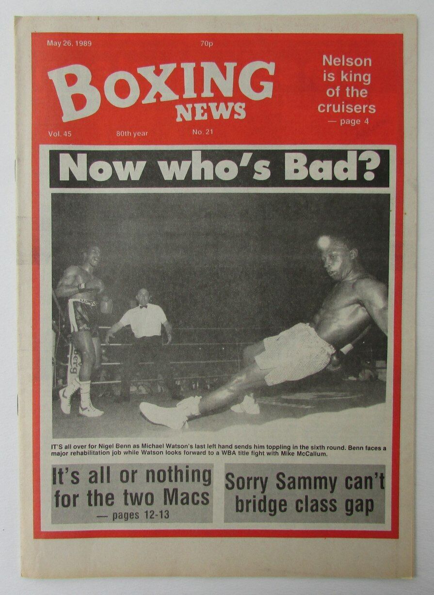 May 26, 1989 Boxing News Magazine Nigel Benn vs. Michael Watson