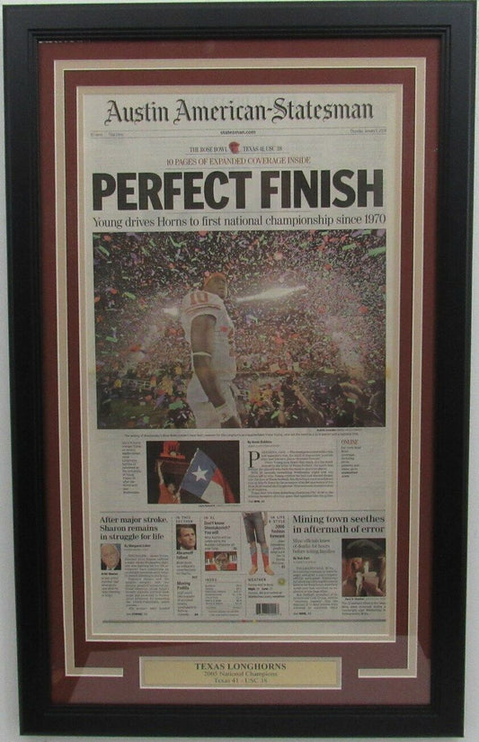 Austin American-Statesman Newspaper 2005 Longhorns National Champs Framed 162851