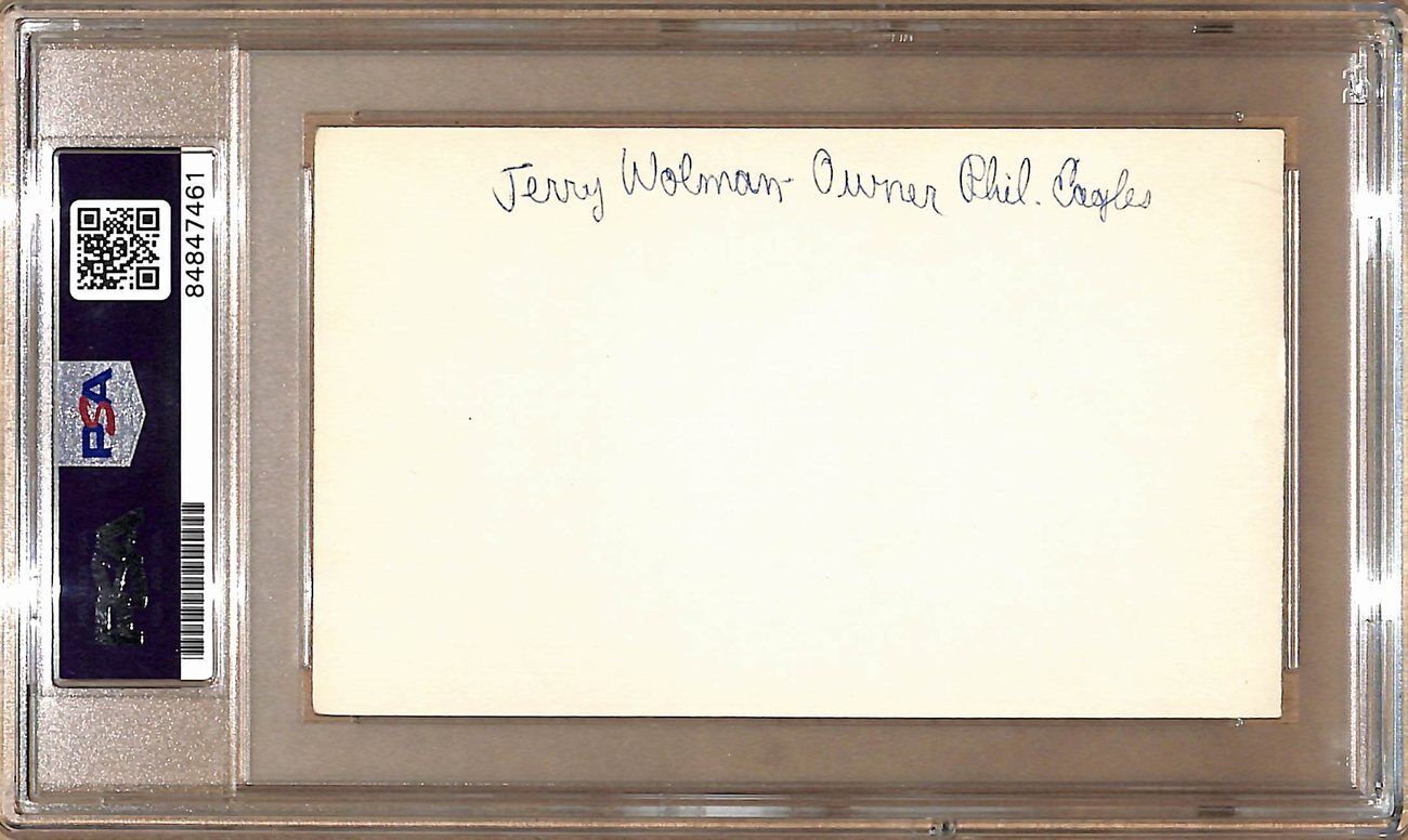 Jerry Wolman Autographed 3x5 Index Card Owner Philadelphia Eagles PSA/DNA 179085