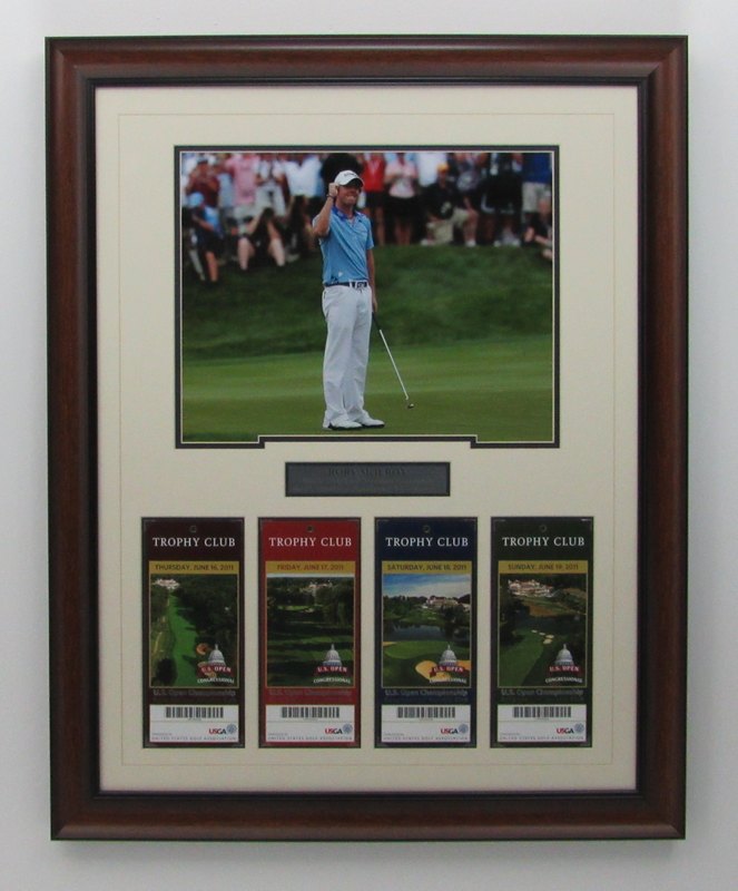 Rory McIlroy 2011 US Open 1st Major Win at Congressional CC Unsigned Framed Ticket Collage