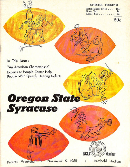 1965 Oregon State vs. Syracuse 11/6/65 Floyd Little Football Program 180269