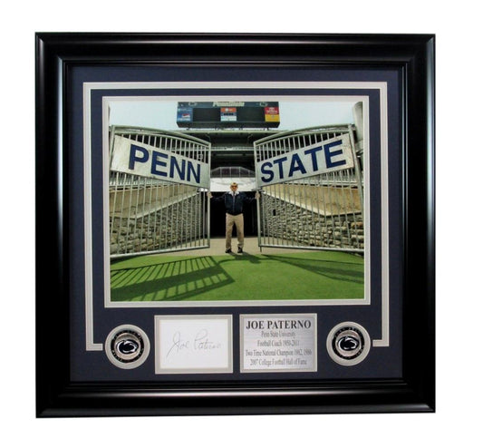 Joe Paterno PSU Signed/Autographed Cut Card with 11x14 Photo Framed JSA 193287