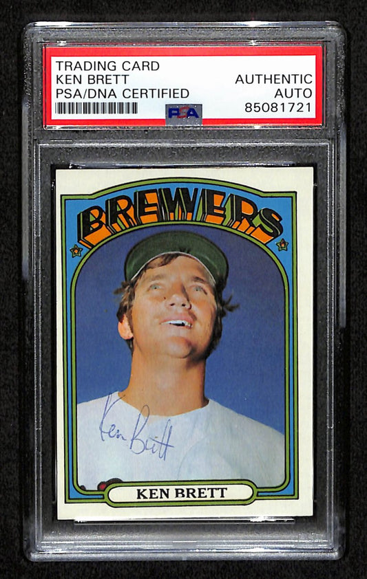 Ken Brett Signed 1972 Topps Card #517 Milwaukee Brewers PSA/DNA 184581