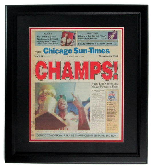 Chicago Sun-Times Newspaper 1992 Bulls NBA Champs Framed Michael Jordan 152626