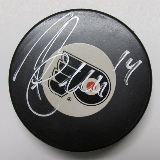 Ian Laperriere Flyers Autographed/Signed Flyers Logo Puck JSA 144351