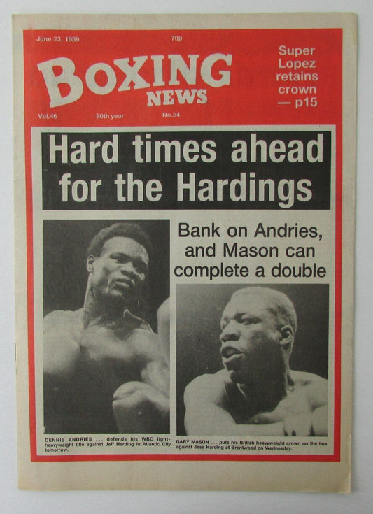 June 23, 1989 Boxing News Magazine Dennis Andries Gary Mason