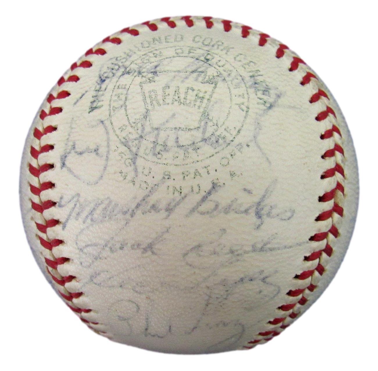 1963 AL Champs NY Yankees Team Signed 27 Reach Baseball Mantle Maris JSA 165155