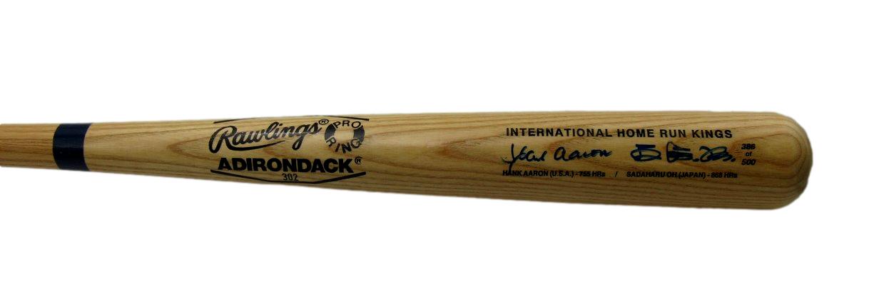 Hank Aaron/Sadaharu OH Dual--signed Adirondack Baseball Bat PSA/DNA 190557