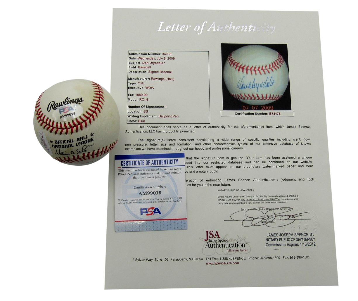 Don Drysdale HOF Signed ONL Baseball Los Angeles Dodgers PSA/DNA JSA 185334