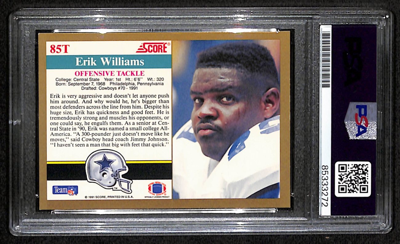 Erik Williams Autographed 1991 Score Rookie Card #85T Cowboys PSA/DNA 190916