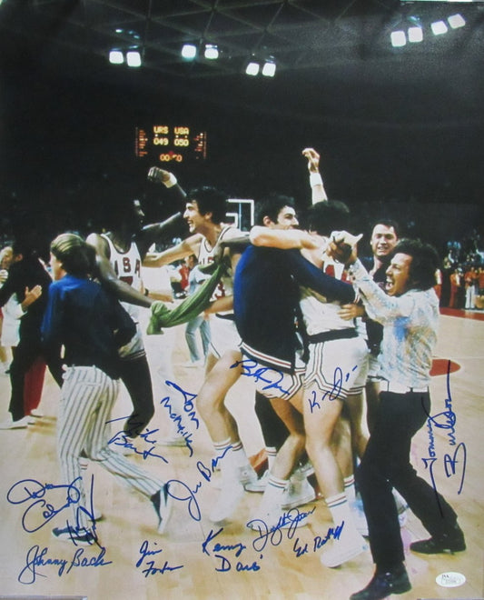 1972 Team USA Basketball 13x Team Signed 16x20 Photo Olympics JSA 193124