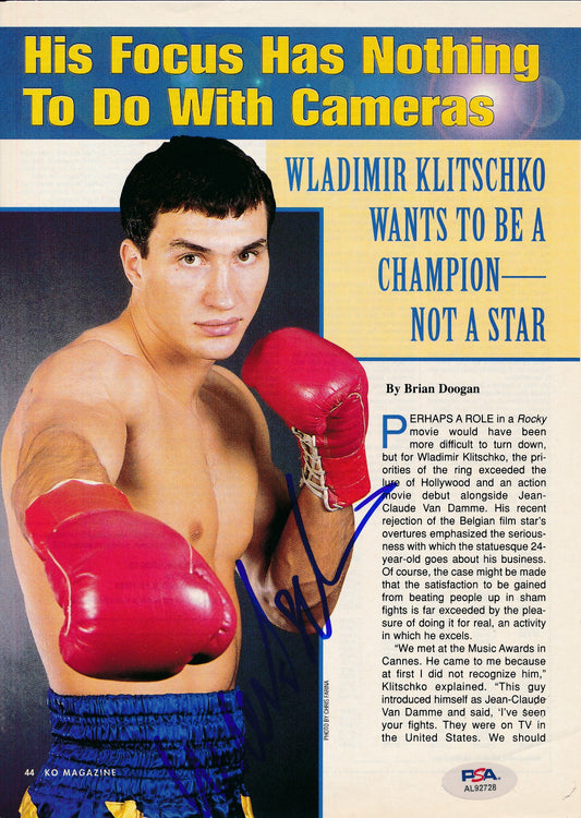 Wladimir Klitschko Signed 8x11 Magazine Photo Boxing Champ PSA/DNA 186346