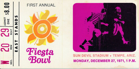 1971 First Fiesta Bowl Florida State FSU  Arizona State Game Ticket Stub 148457