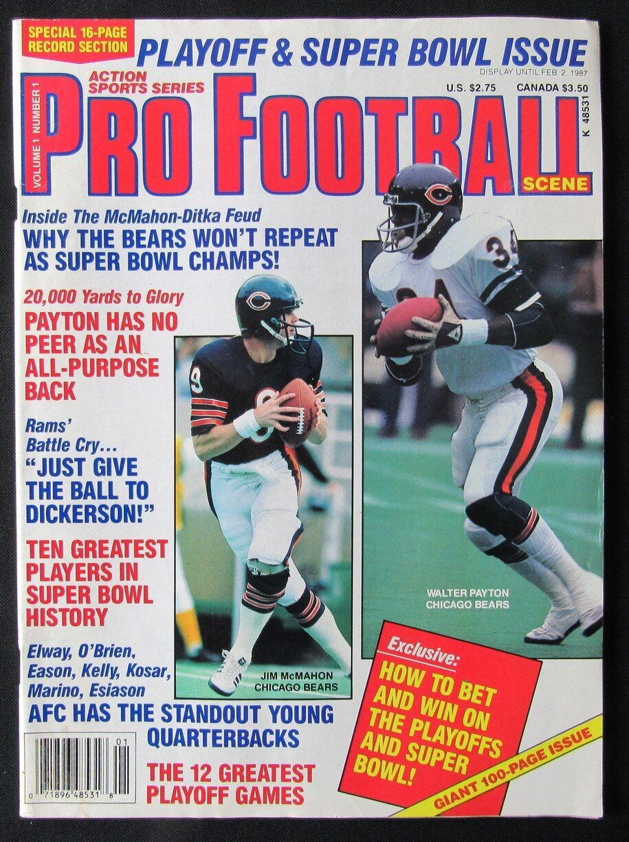 1987 Pro Footbal Scene Magazine Walter Payton/Jim McMahon Bears 176310