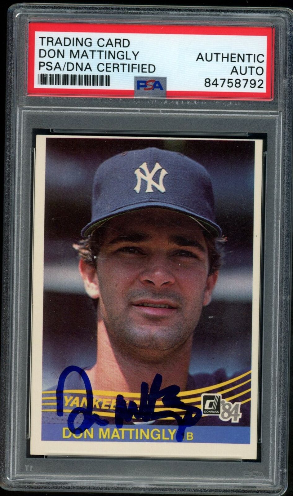 1984 DONRUSS Don Mattingly #248 Authentic Card Signed New York Yankees PSA/DNA