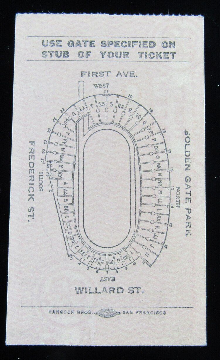 1947 Shrine Bowl East vs. West Ticket Stub, Kezar Stadium, SF California