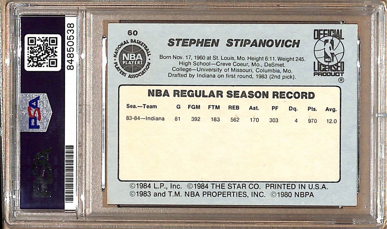 1984-85 Star Company #60 Steve Stipanovich Pacers Signed Card PSA/DNA 178835