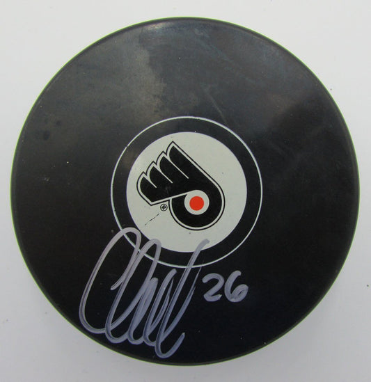 Carlo Colaiacovo Philadelphia Flyers Autographed/Signed Flyers Logo Puck 141777