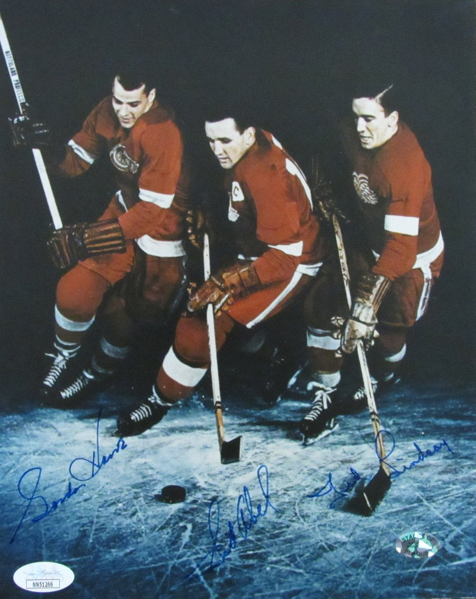 Gordie Howe/Sid Abel/Ted Lindsay Autographed 8x10 Photo Red Wings JSA 179798