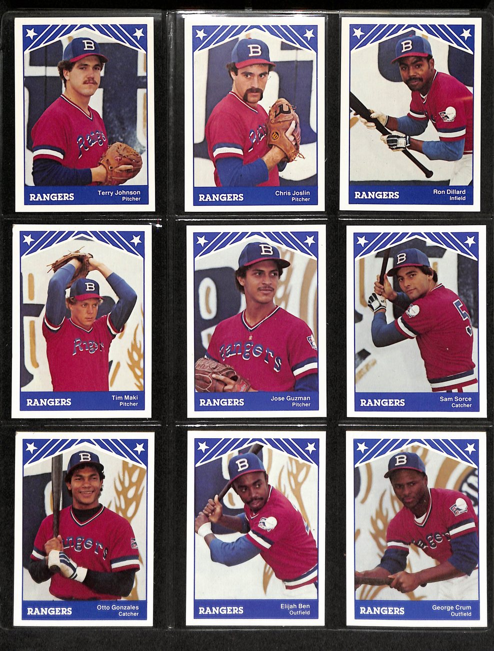1983 TCMA Baseball Burlington Rangers Complete Team Set (27/27) Cards 189381