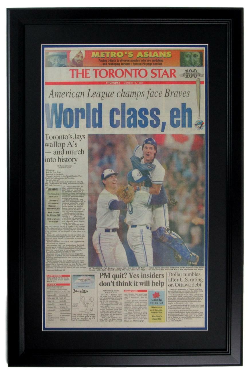 Toronto Star Blue Jays 1992 American League Champs Newspaper Framed 152288