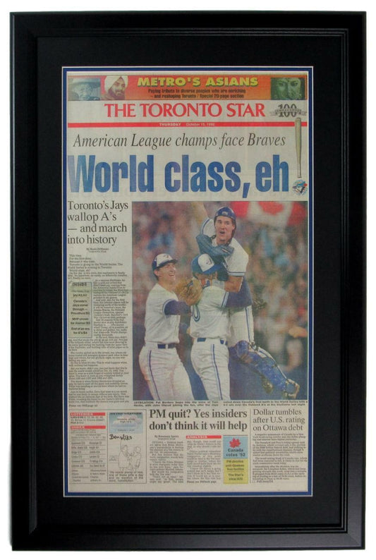 Toronto Star Blue Jays 1992 American League Champs Newspaper Framed 152288