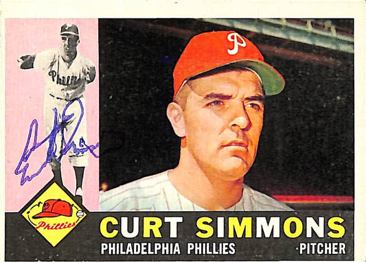 1960 TOPPS #451 Curt Simmons Philadelphia Phillies Signed/Auto Card 191004