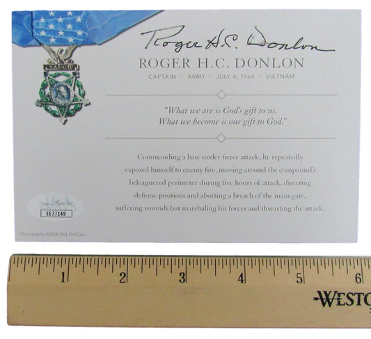 Roger H.C. Donlon, MOH Recipient, Signed MOH 4x6 Society Card JSA 146366