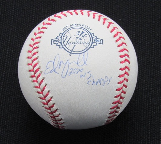 Ed Yarnall Signed/Auto Yankees 100th OML Baseball MAB Inscr 187055