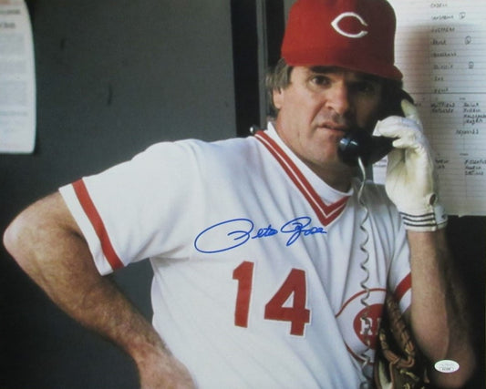 Pete Rose Cincinnati Reds Autographed/Signed 16x20 Photo JSA 189713