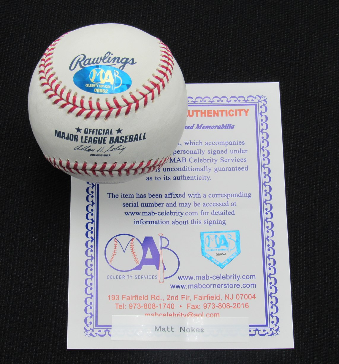 Matt Nokes Signed/Auto Yankees 100th OML Baseball MAB 187068