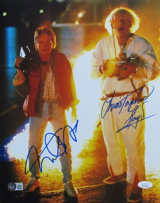 Michael J Fox/Christopher Lloyd BTTF 2 Dual-Signed 11x14 Photo Beckett 162840