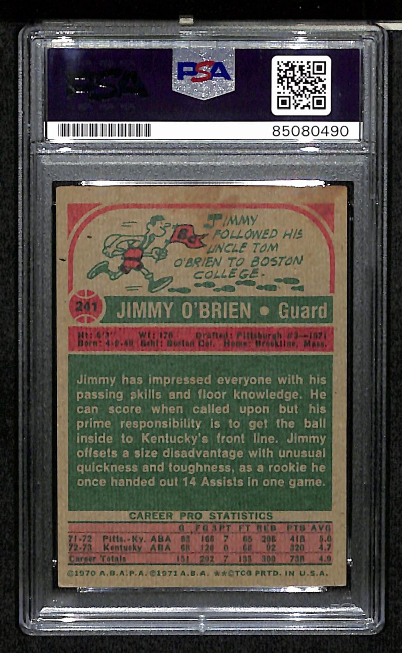 1973/74 TOPPS #241Jimmy O' Brien Auto/Signed Card PSA/DNA 185453