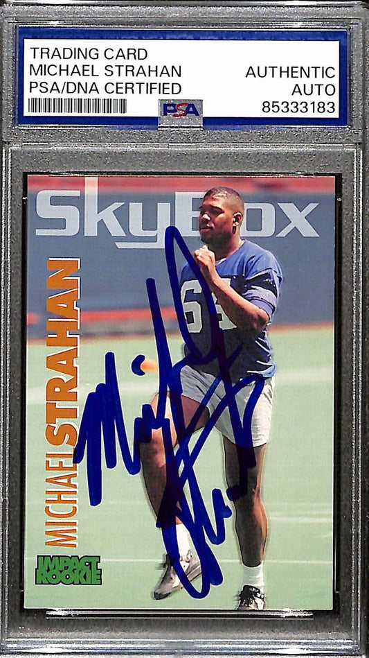 Michael Strahan HOF Signed 1993 SkyBox Card #398 Rookie Giants PSA/DNA 187987
